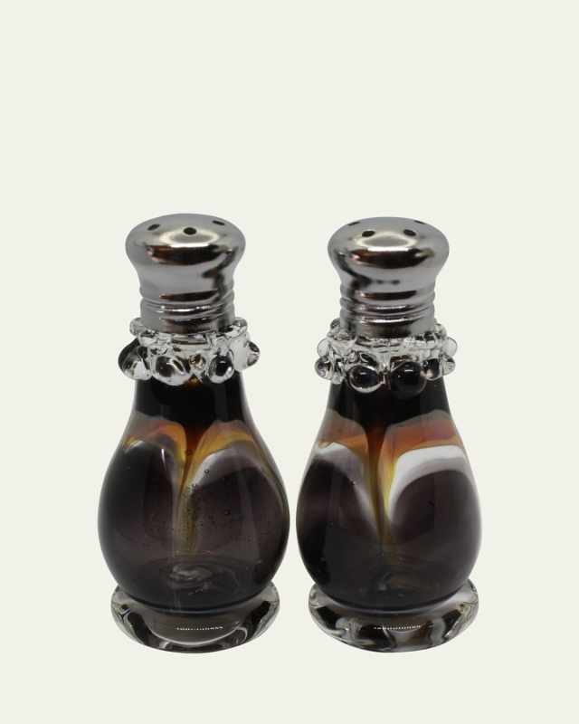 Feather Black/Amber Salt and Pepper Shakers